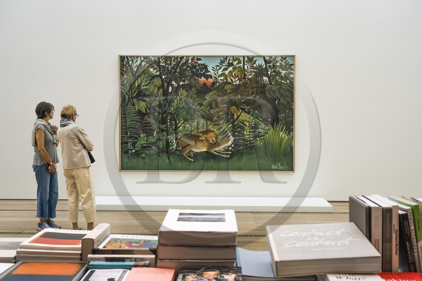 Suisse, Bâle, Riehen, fondation Beyeler, Le lion ayant faim se jette sur l'antilope du peintre Henri Rousseau
