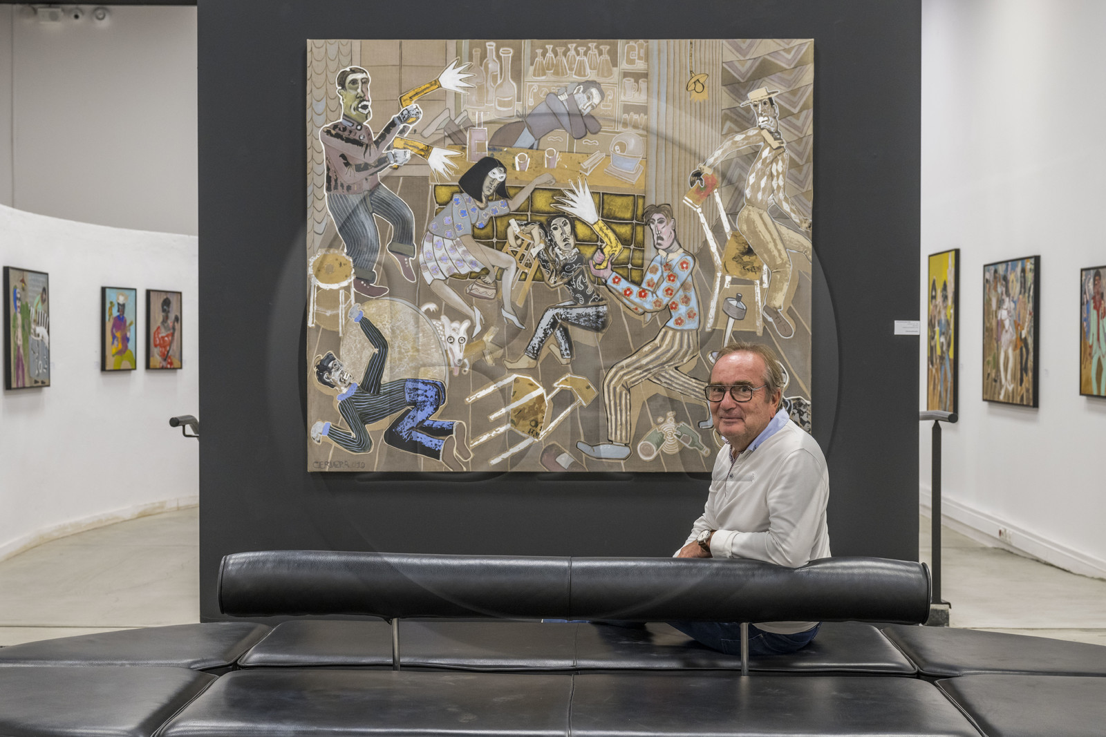 France, Hérault (34), Sète, le collectionneur Gilbert Ganivenq dans son musée-galerie d'art dédiés à l'art contemporain et à l'art brut Le Reservoir