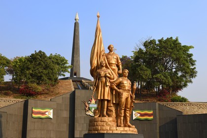 Zimbabwe, Harare, burial ground and national monument to commemorate Patriotic Front guerrillas killed during the Rhodesian Bush War, the statue of the unknown soldier