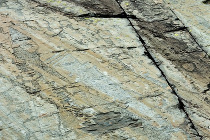 France, Alpes-Maritimes, parc national du Mercantour (Mercantour National Park), the Vallee des Merveilles (Valley of Wonders) scattered with thousands of rupestral engravings of the Bronze Age, schist flagstone called the Rock of the Altar, hornlike figures and daggers engravings