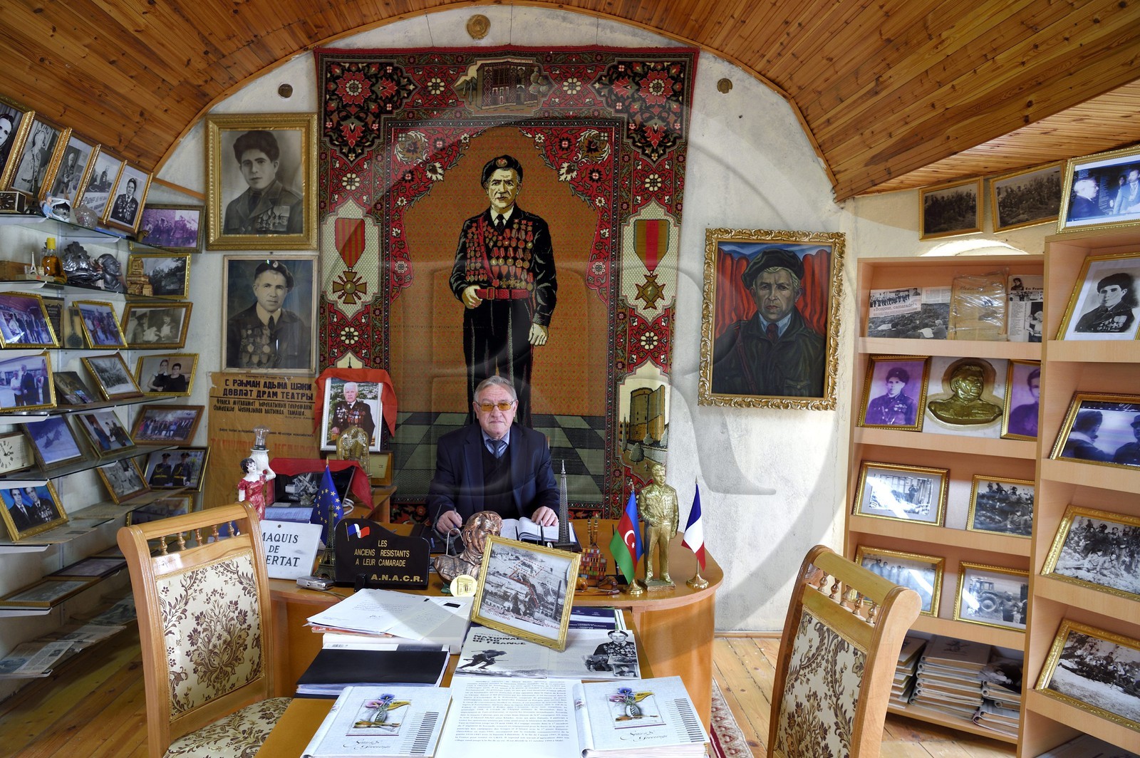 Azerbaïdjan, Sheki (Shaki), musée consacré à Ahmadiyya Jabrailov dit Ahmed Michel, son fils Javanchir Jabrailov