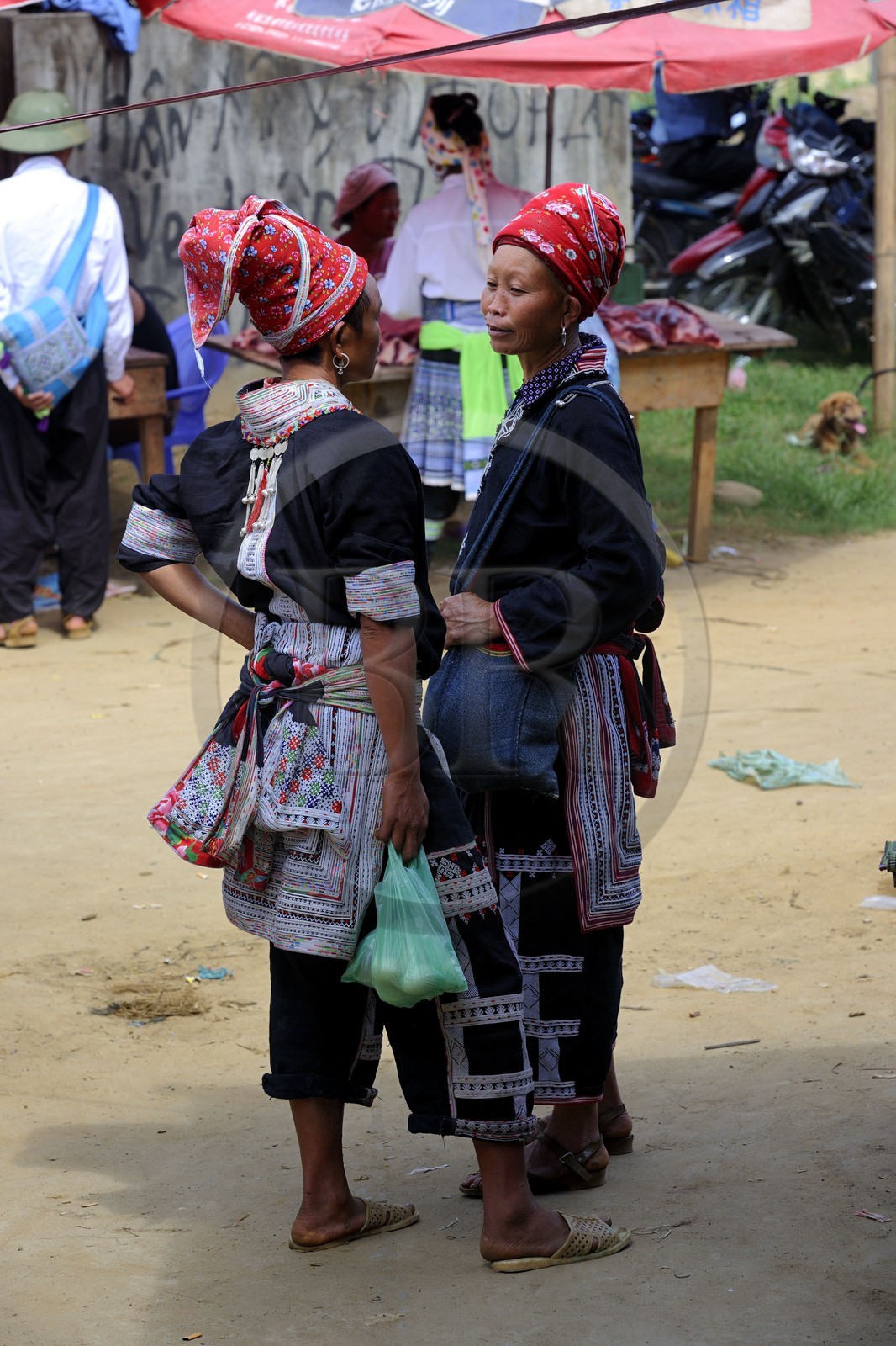 Vietnam, Lao Cai province, North-West Sapa district, multi-ethnic market at Muong Hum, woman from the Red Dzao minority