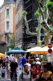 France, Saone et Loire, Mâcon, wooden house on herbs square