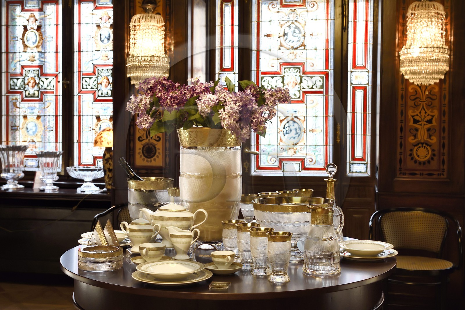 République Tchèque, Prague, Nove Mesto, la cristallerie Moser installée dans l'ancien appartement de la famille Moser dans la rue Na Prikope