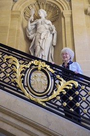 France, Moselle, Metz, the city hall, statue representing Prudence that adorns the monumental staircase, Christiane Pignon-Feller, art historian, specialist in architecture and urban planning
