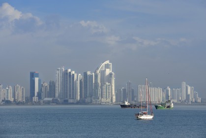 Panama, Panama City, the waterfront and skyscrapers