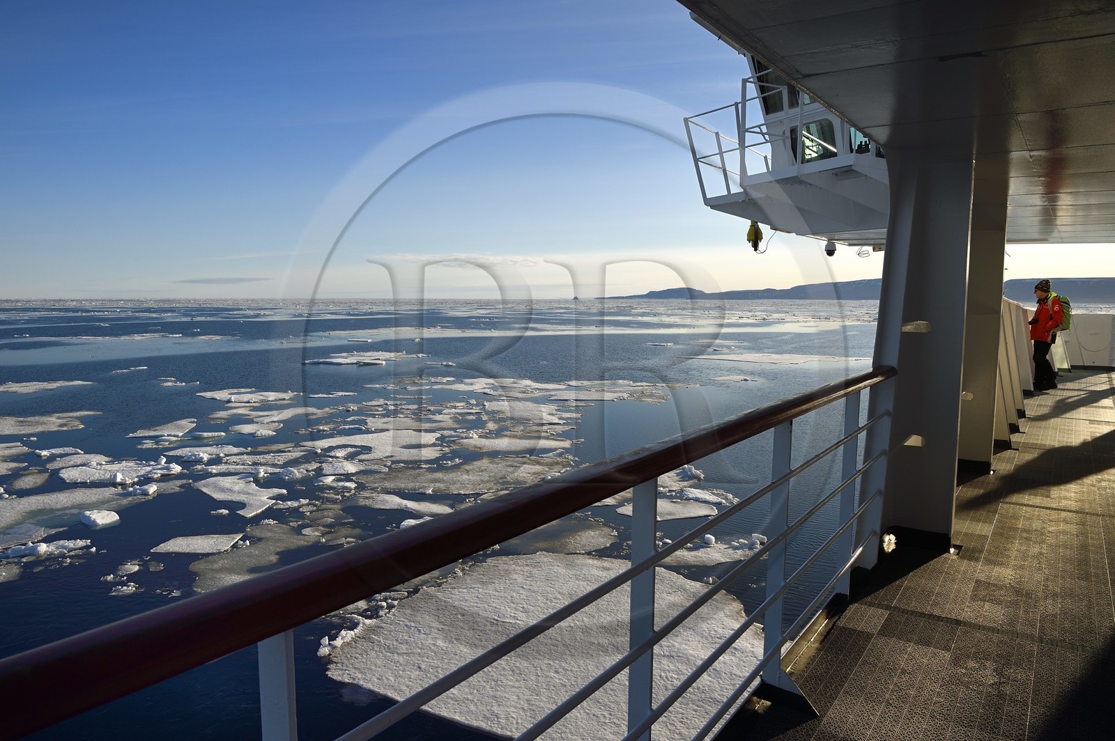 Greenland, North West coast, Smith sound north of Baffin Bay, Hurtigruten's MS Fram cruse ship progressing between ice packs of the floe