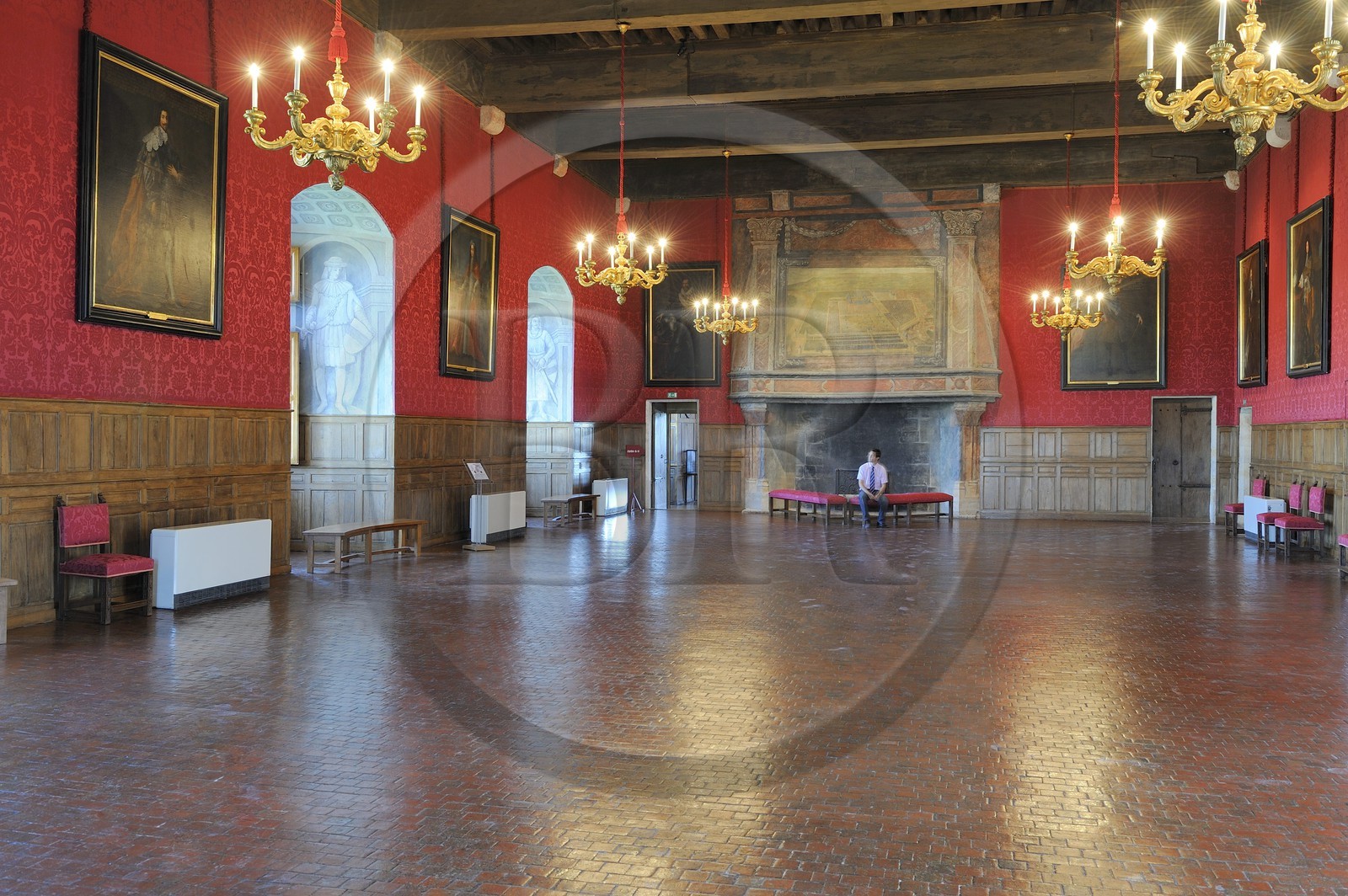 France, Loiret, Loire Valley listed as World Heritage by UNESCO, Sully sur Loire, the hall of honor, compulsory mention : Chateaux de Sully sur Loire, property of the Loiret Departement