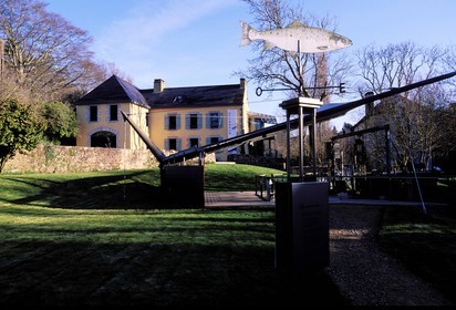 France, Morbihan, Pont Scorff, Odyssaum, tasting wild salmon