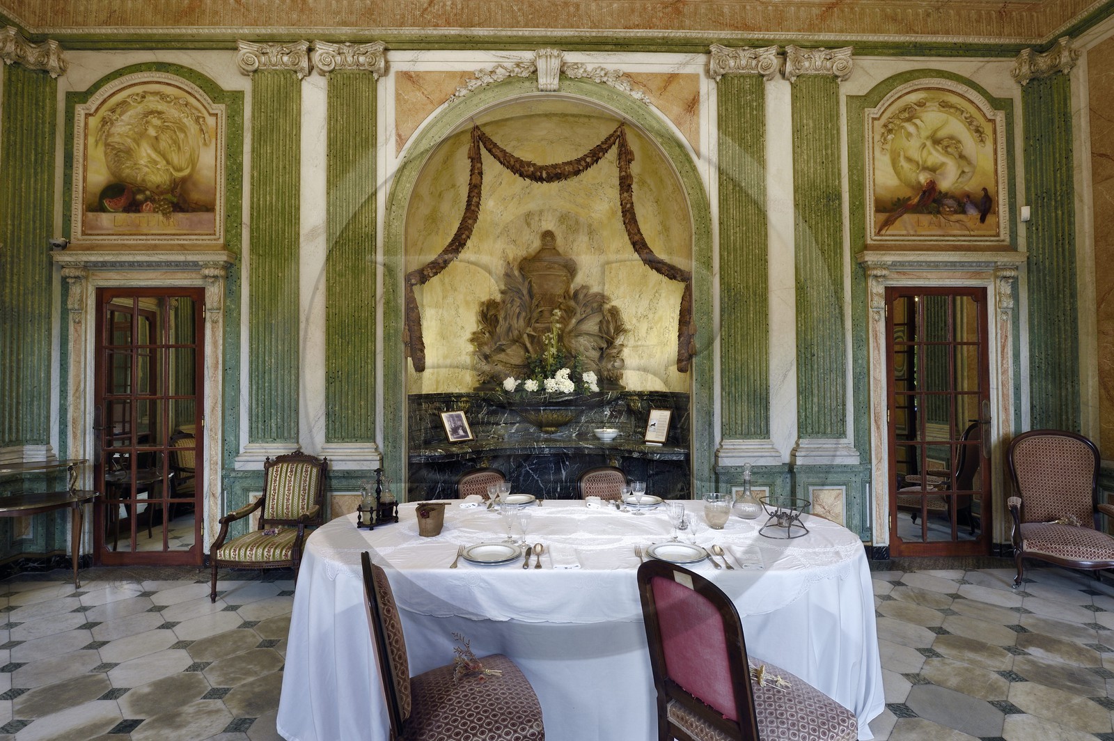 France, Pyrenees Atlantiques, Basque Country, Cambo les Bains, Villa Arnaga, the French author Edmond Rostand's house and museum, the dining room