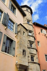 France, Haute Loire, Le Puy en Velay, Routes of Santiago de Compostela in France listed as World heritage by UNESCO, Mansion of the Laval d'Arlempdes in rue Vaneau