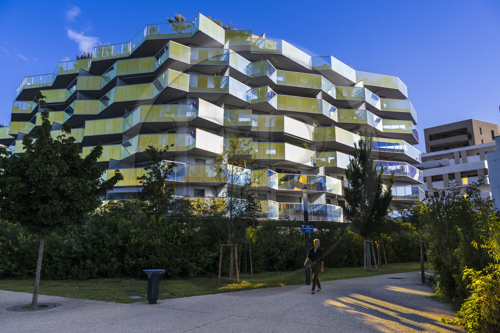 France, Hérault (34), Montpellier,  quartier de Port Marianne, les rives du Lez, la résidence Koh-I-Noor conçu par l'architecte Bernard Bühler