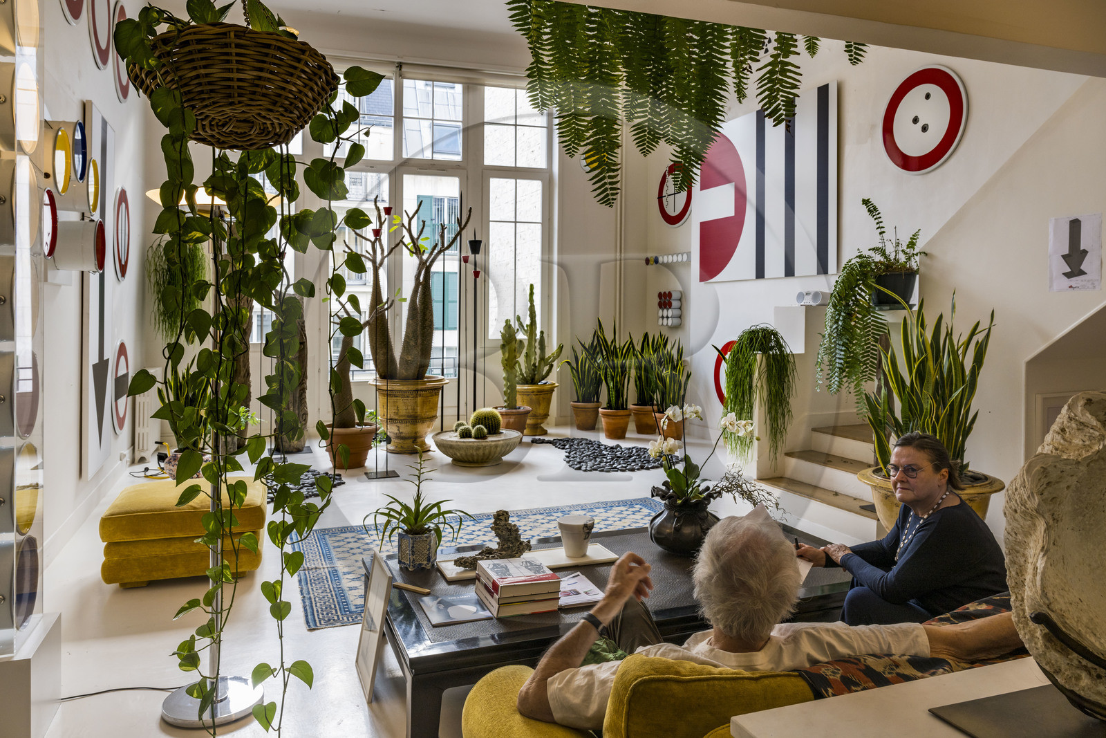 France, Paris, visual artist Jean-Pierre Raynaud in his studio apartment