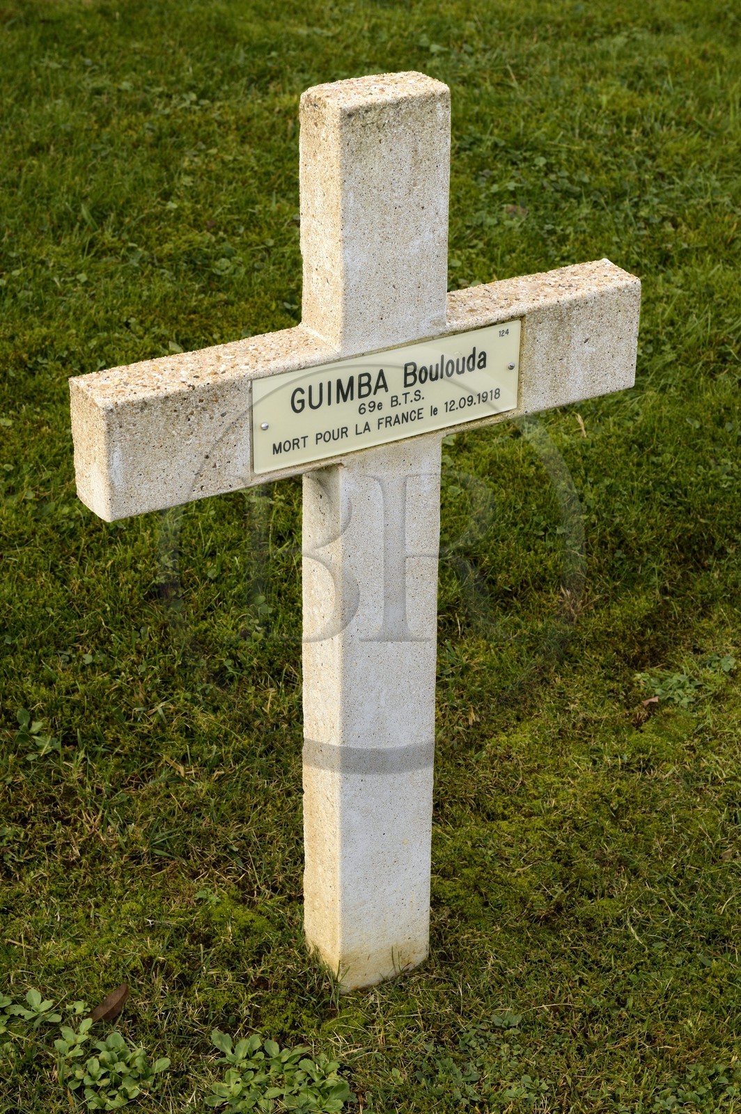 France, Meuse, Lorraine Regional Park, Cotes de Meuse, Saint-Remy-la-Calonne, National Cemetery where the writer Alain-Fournier rests, grave of a french colonial Senegalese infantryman