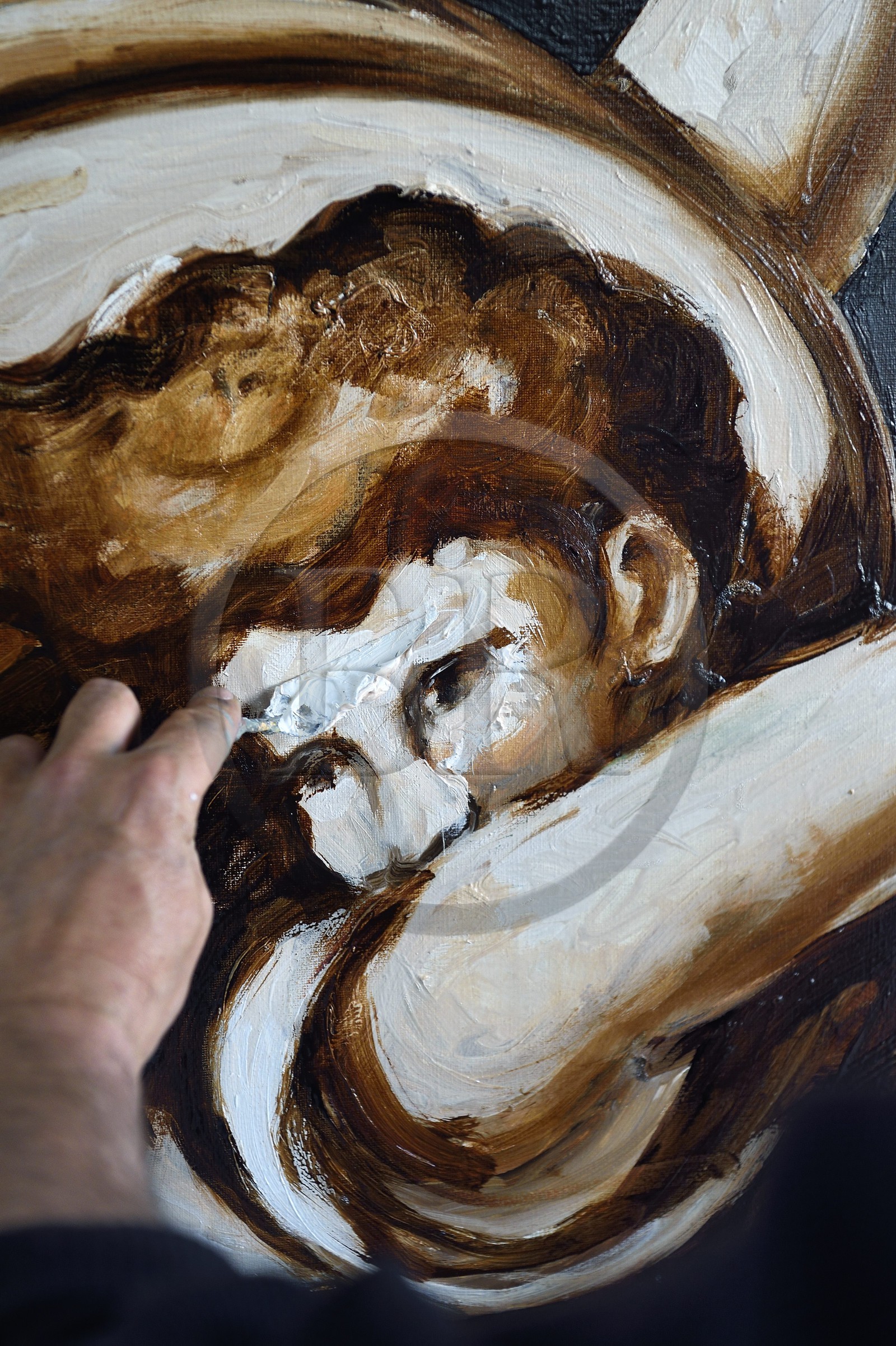 France, Val-de-Marne (94), Yvry-sur-Seine, Atelier de Fred Kleinberg, travail pour l'exposition Odyssée