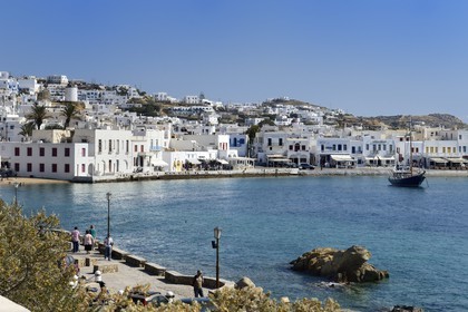 Grèce, Les Cyclades, mer Égée, île de Mykonos, Chora (Mykonos town), le vieux port