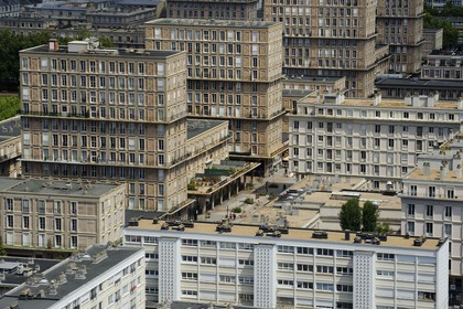 France, Seine-Maritime (76), Le Havre, Centre-ville reconstruit du Havre par Auguste Perret classé Patrimoine Mondial de l'UNESCO, immeubles Perret autour de la rue Victor Hugo