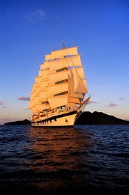 Caribbean sea, the five masted ship SPV Royal Clipper with every sail set