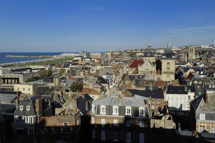 France, Seine-Maritime, Dieppe, the Saint-Remy church and Saint-Jacques church in the background