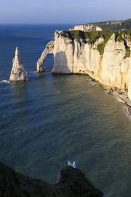 France, Seine-Maritime (76), Pays de Caux, Côte d'Albâtre, Etretat, la falaise d'Aval et l'Aiguille Creuse