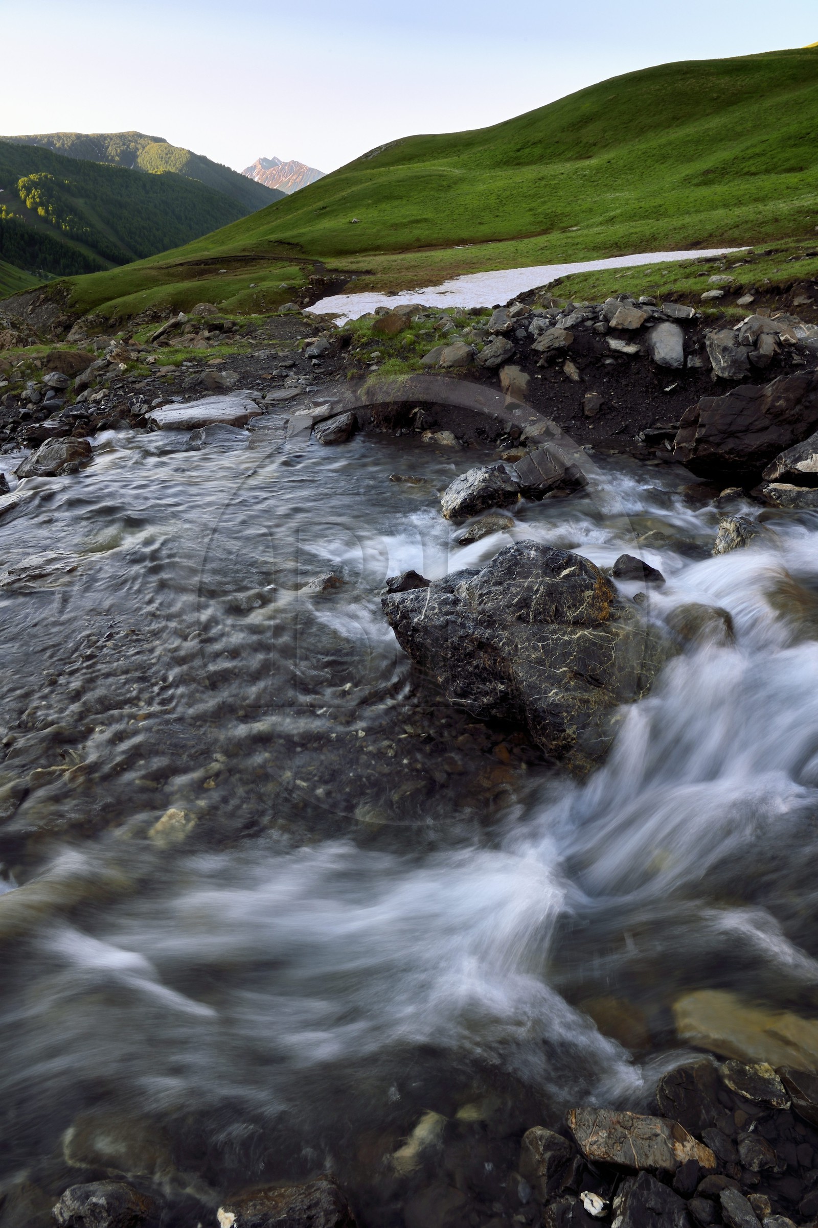 France, Alpes de Haute Provence, Parc National du Mercantour (National Park of Mercantour), Val d'Allos, cirque of Sestriere, the Verdon around its source