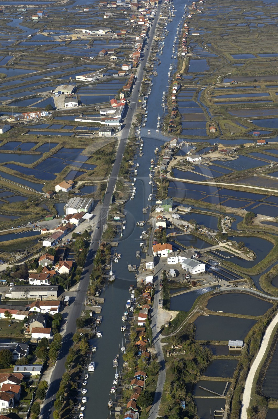 France, Charente-Maritime (17), bassin de Marennes-Oléron, La Tremblade, port de la grève (vue aérienne)