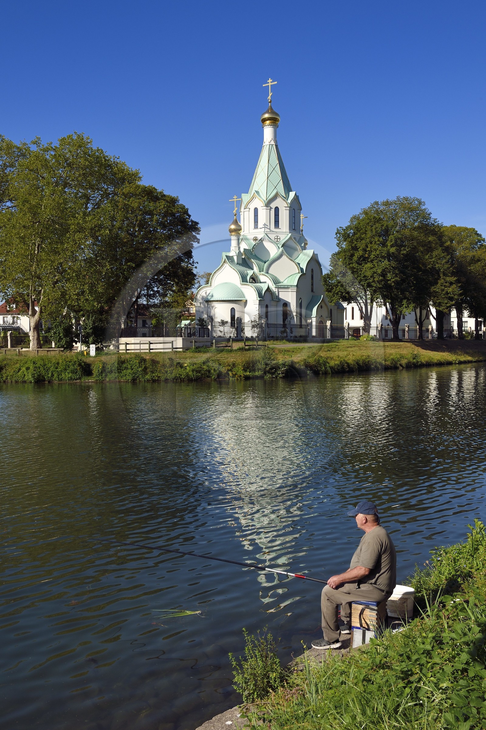 France, Bas Rhin, Strasbourg, Quartier des Quinze (District of the Fifteen), the Orthodox Church of All Saints on the banks of the Marne-Rhine Canal