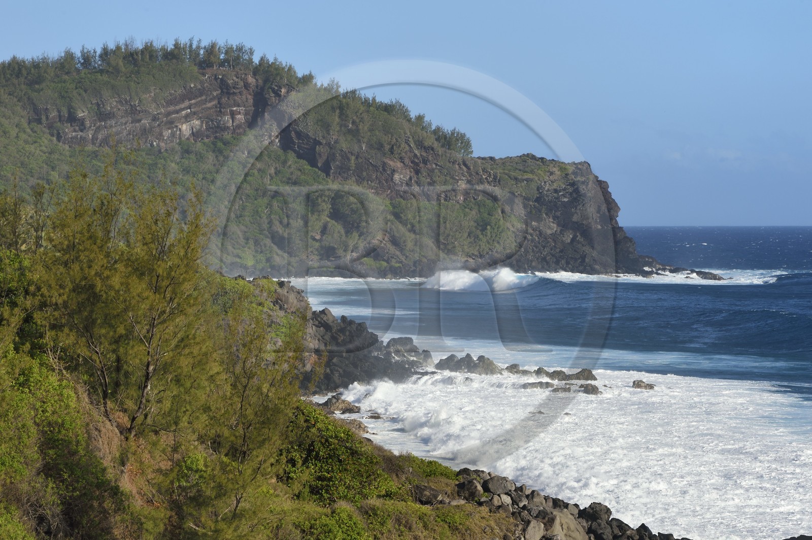 France, Reunion island (French overseas department), Petite-Ile on the southern coast, beach and rocks towards Grand Anse