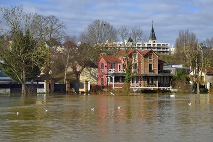 France, Val-de-Marne (94), Le Perreux-sur-Marne, les bords de Marne inondés