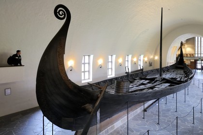 Norway, Oslo, Bygdoy Peninsula, Viking Boats Museum, Oseberg drakkar of the 9th century