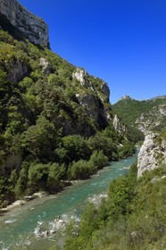 Var (83) rive gauche et Alpes-de-Haute-Provence (04) rive droite, Parc Naturel Régional du Verdon, les Gorges du Verdon sous la Barre de l'Aigle à Rougon