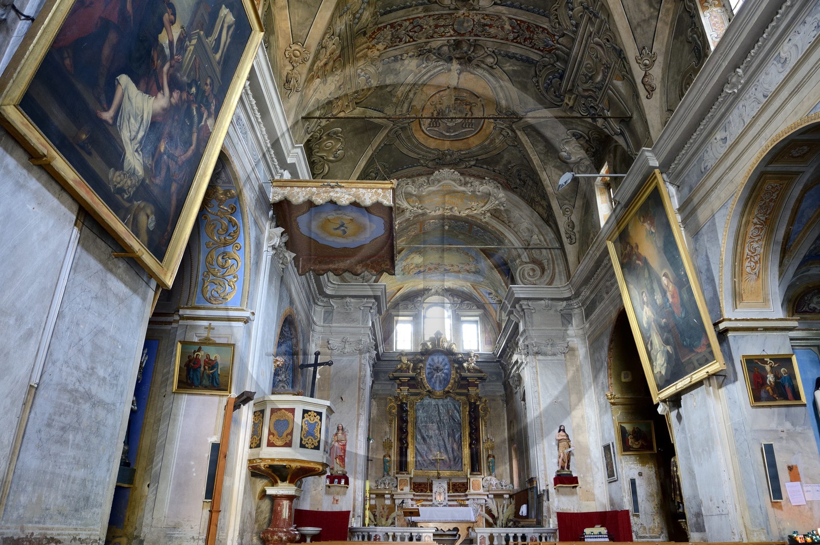 France, Haute-Corse (2B), Castagniccia, village de La Porta, l’église baroque Saint-Jean-Baptiste