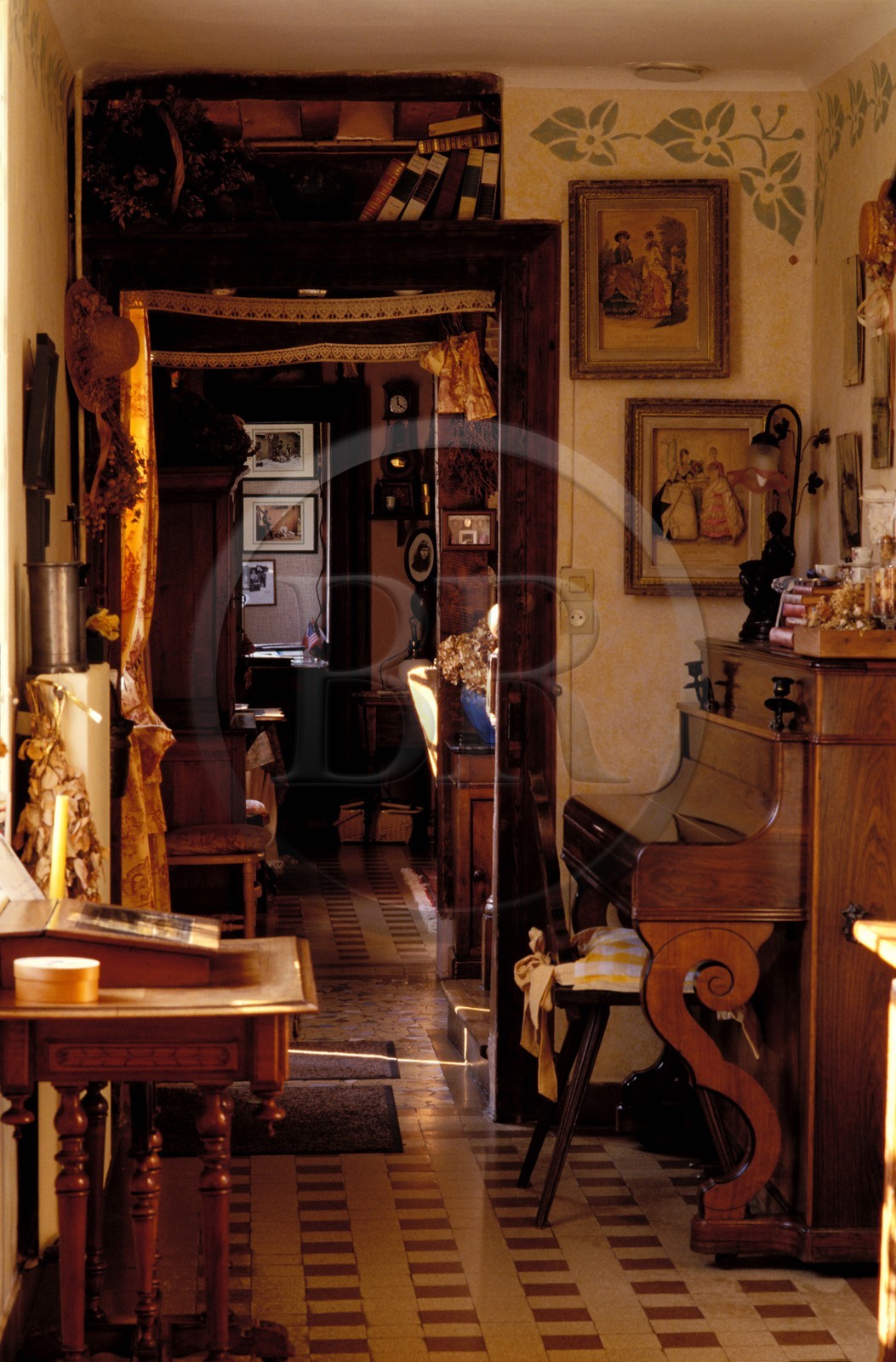 France, Calvados, Livaye, warm interior of the farm Inn Les Pommiers