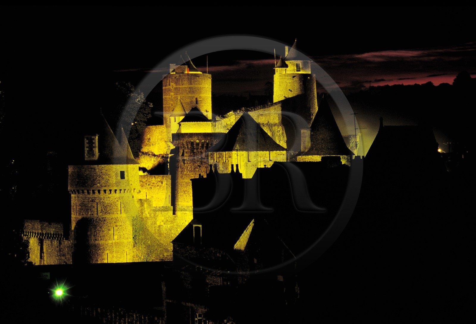 France, Ille et Vilaine, Fougeres fortress by night