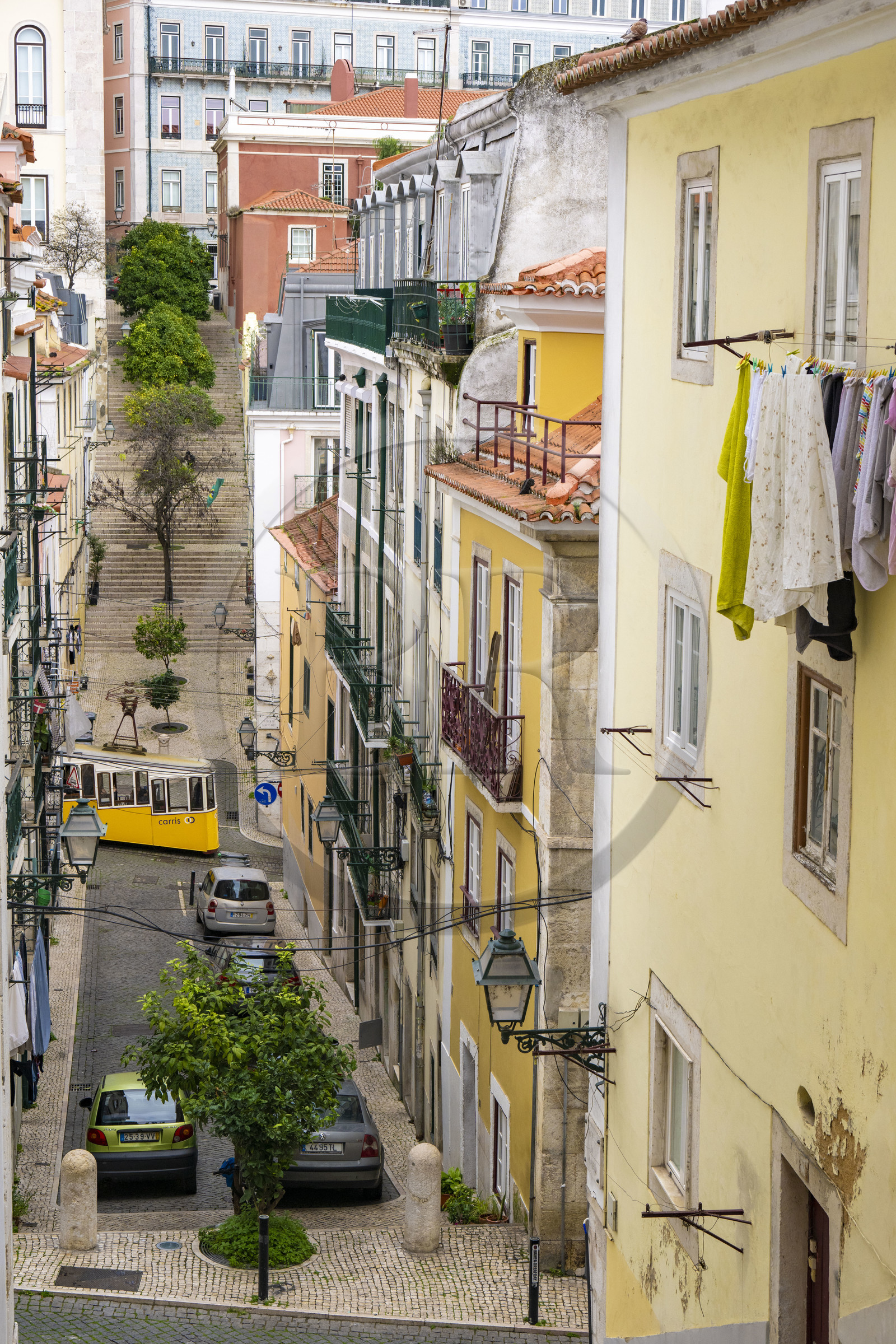 Portugal, Lisbonne, quartier du Bairro Alto, le funiculaire de Bica, reliant le quartier de Bairro Alto aux rives du Tage