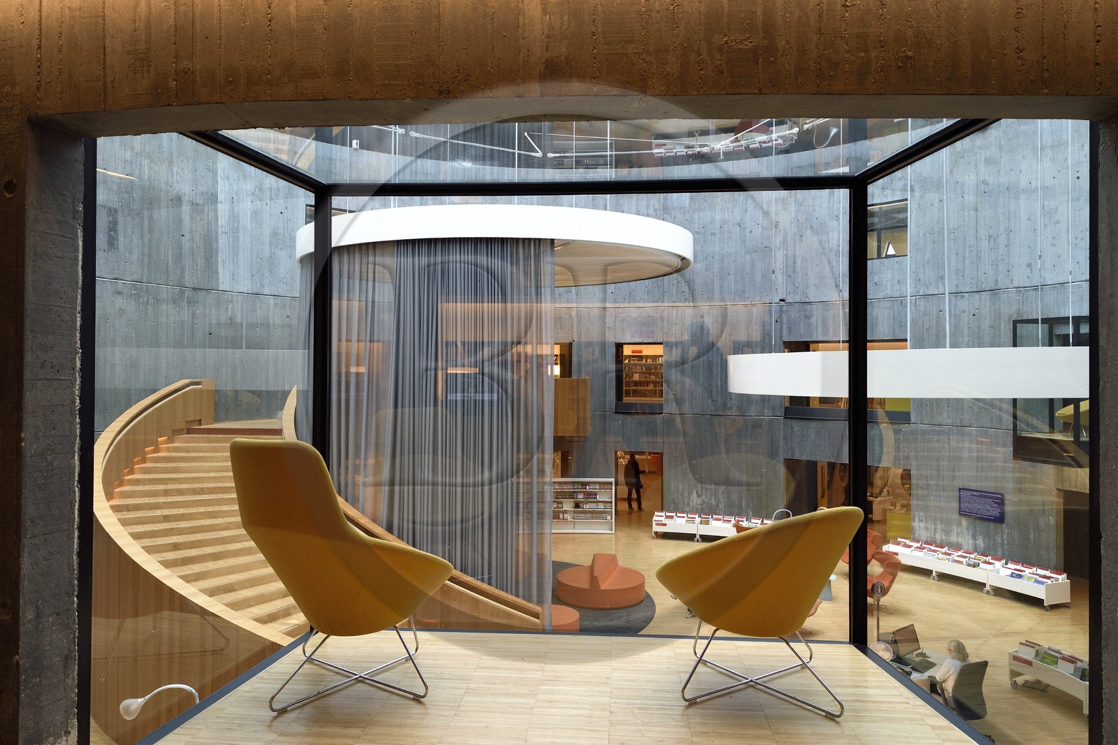 France, Seine Maritime, Le Havre, Downtown rebuilt by Auguste Perret listed as World Heritage by UNESCO, the little volcano artwork by architect Oscar Niemeyer, library and media library