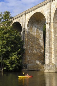 France, Calvados, Suisse normande (Norman Switzerland), Clecy, kayaks on the river Orne