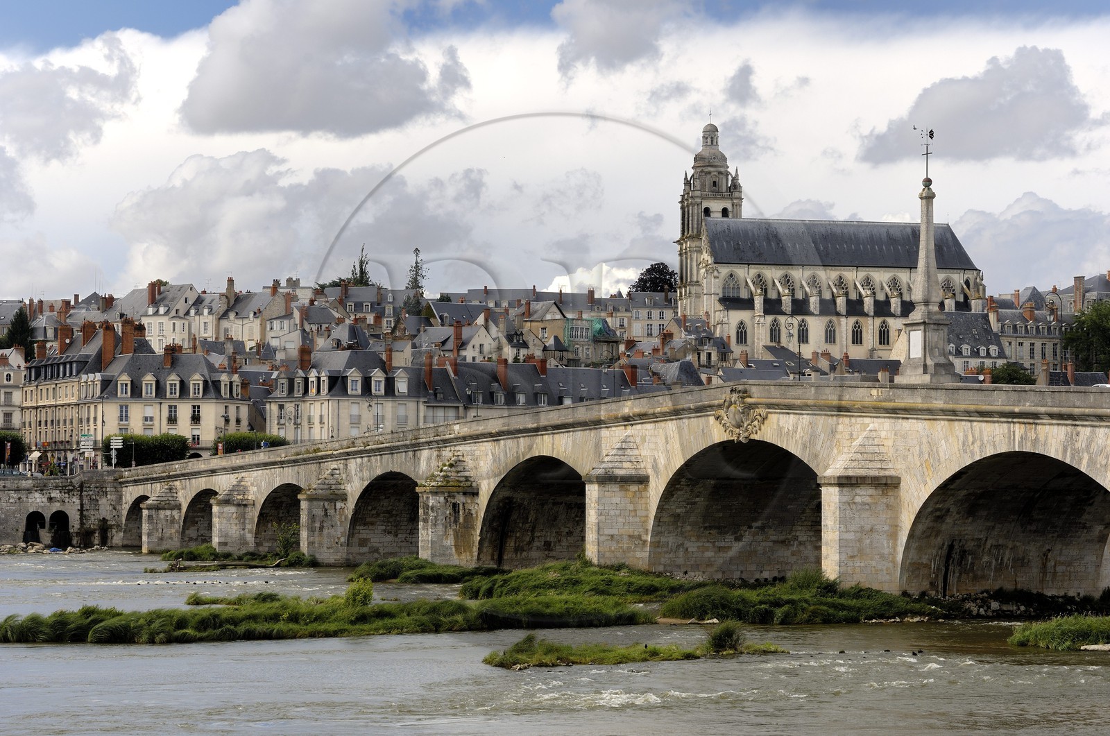 France, Loir et Cher (41), Blois, la vieille ville et la cathédrale au bord de la Loire