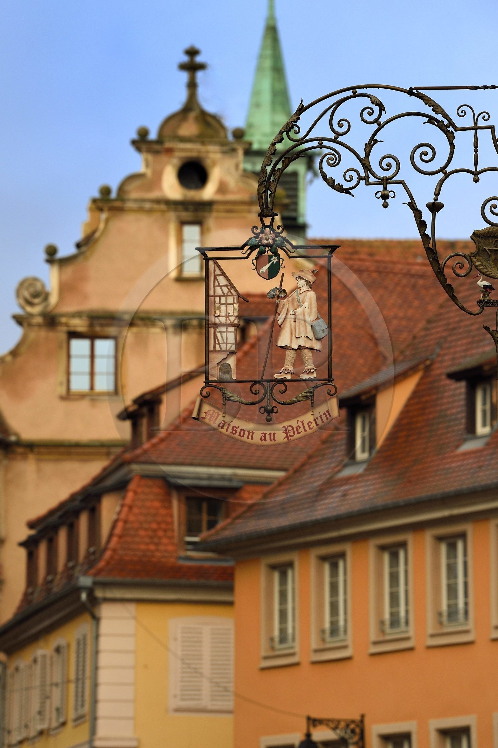 France, Haut Rhin, Colmar, traditional sign in the Grand Rue