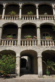 France, Herault, Pezenas, Hotel of Alfonse from the 17th century rue Conti where Molière and his company gave the Flying Doctor, the second court has a high gallery on portico, overlooking the garden by a row of arcades on three levels