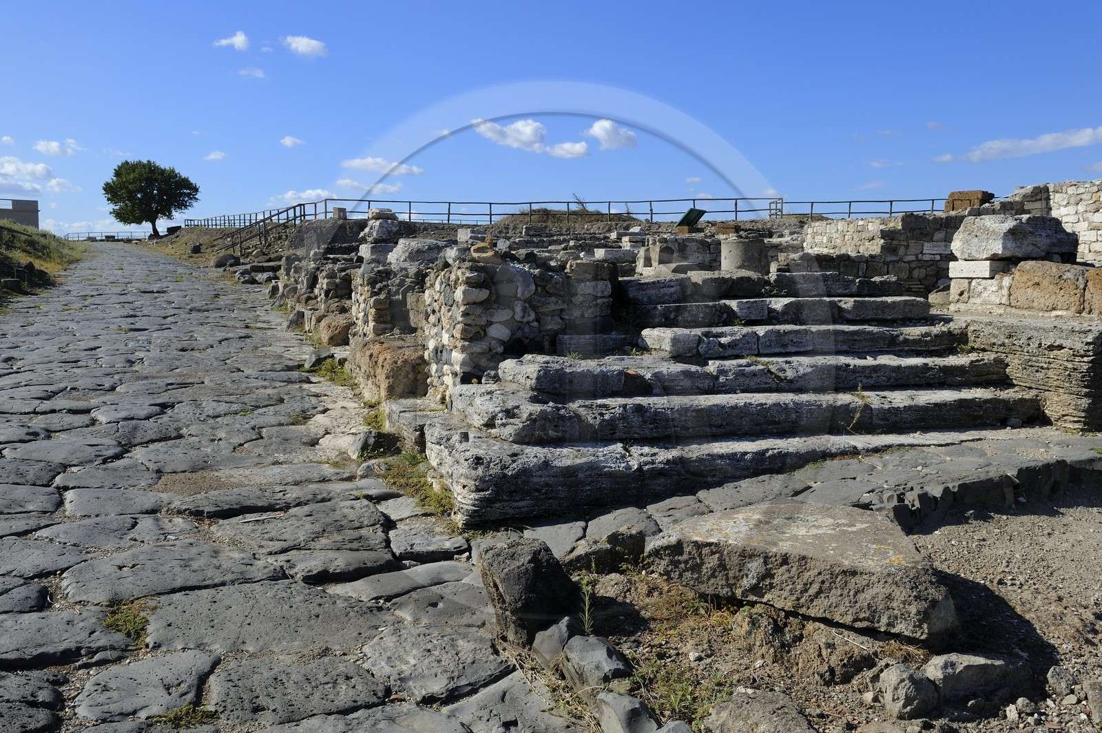 Italy, Lazio , Province of Viterbo, Montalto di Castro, ancient Etruscan city of Vulci, the main street