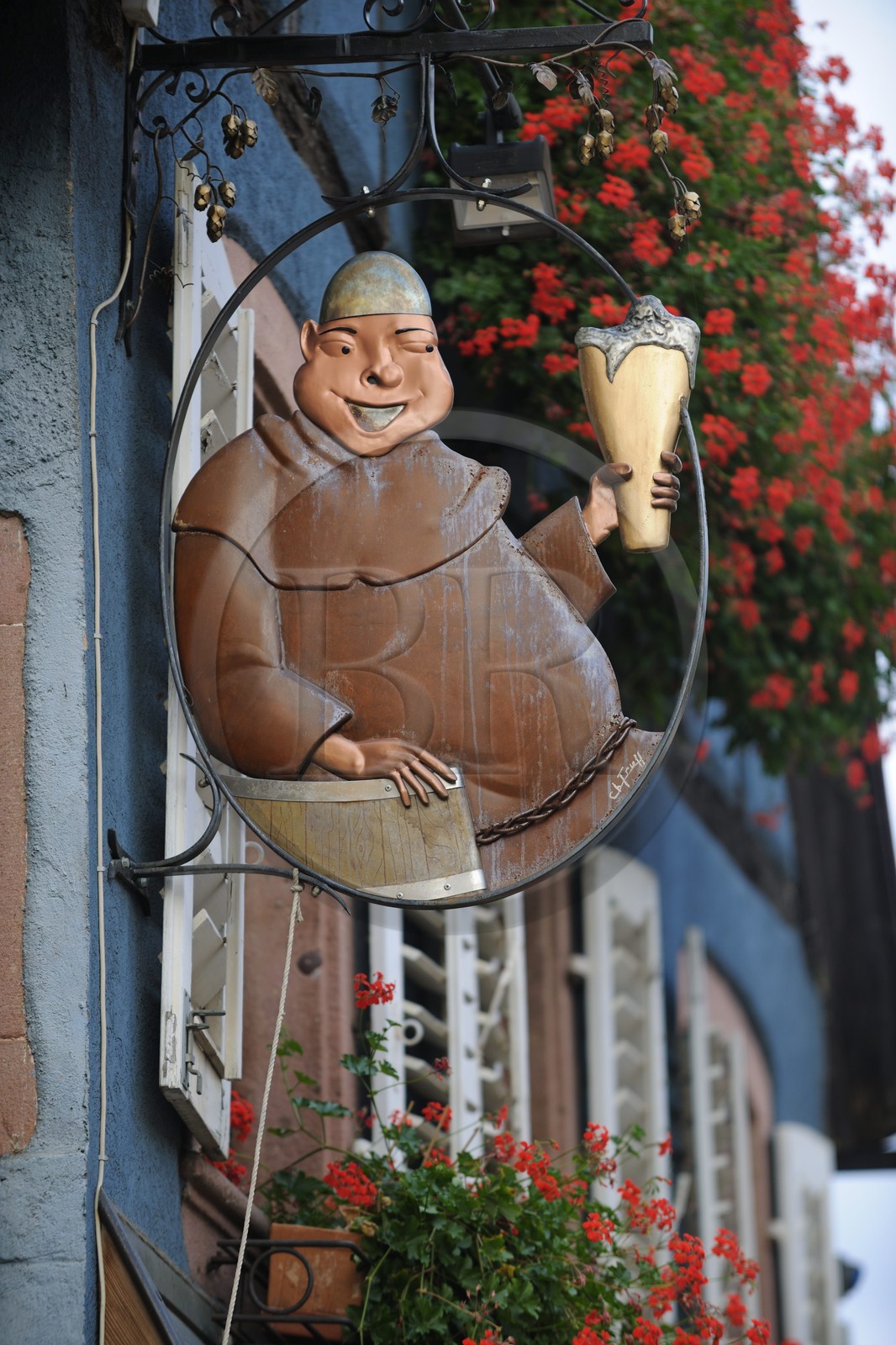 France, Haut Rhin, Ribeauville, restaurant sign
