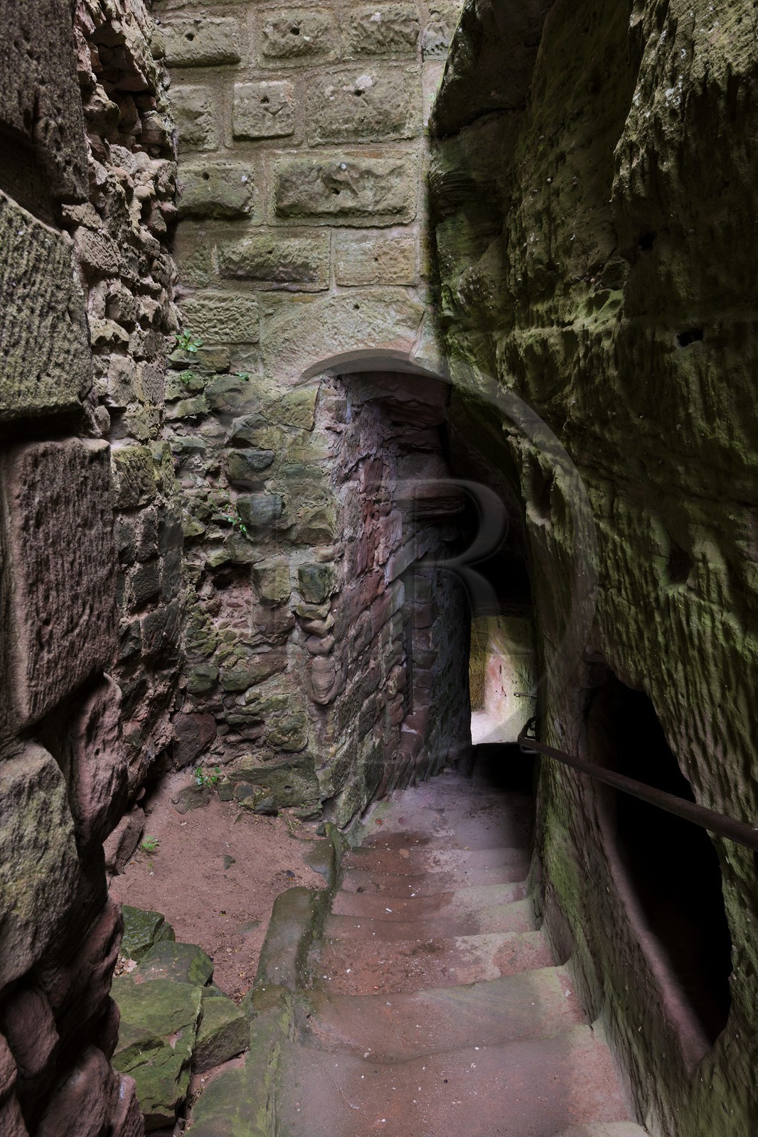 France, Bas Rhin, Lembach, Fleckenstein Castle, trogloditic stairs