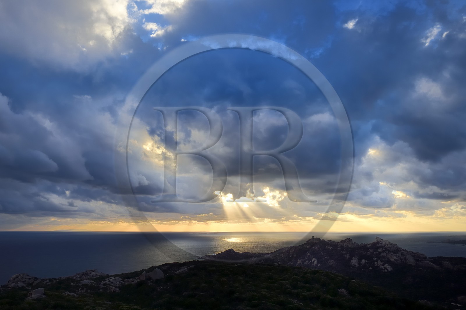 France, Corse du Sud, Cala de Roccapina natural site, genoese tower and Lion rock