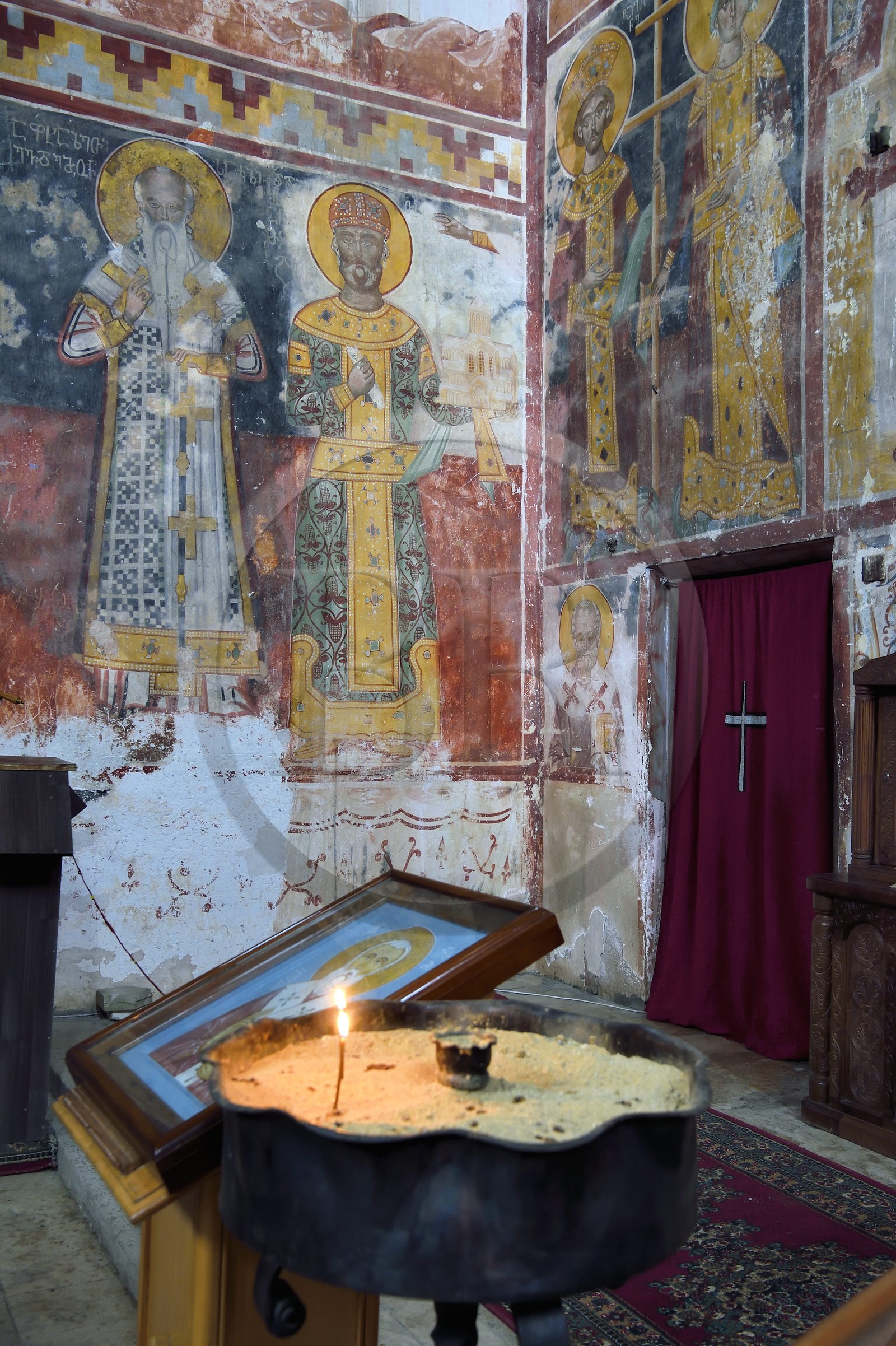 Georgia, Imereti, Kutaisi, Gelati Monastery, listed as World heritage by UNESCO, King David IV, also known as David the Builder (in the center)
