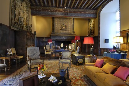 France, Maine et Loire, Chateau de Montreuil Bellay, living room in the former guards room