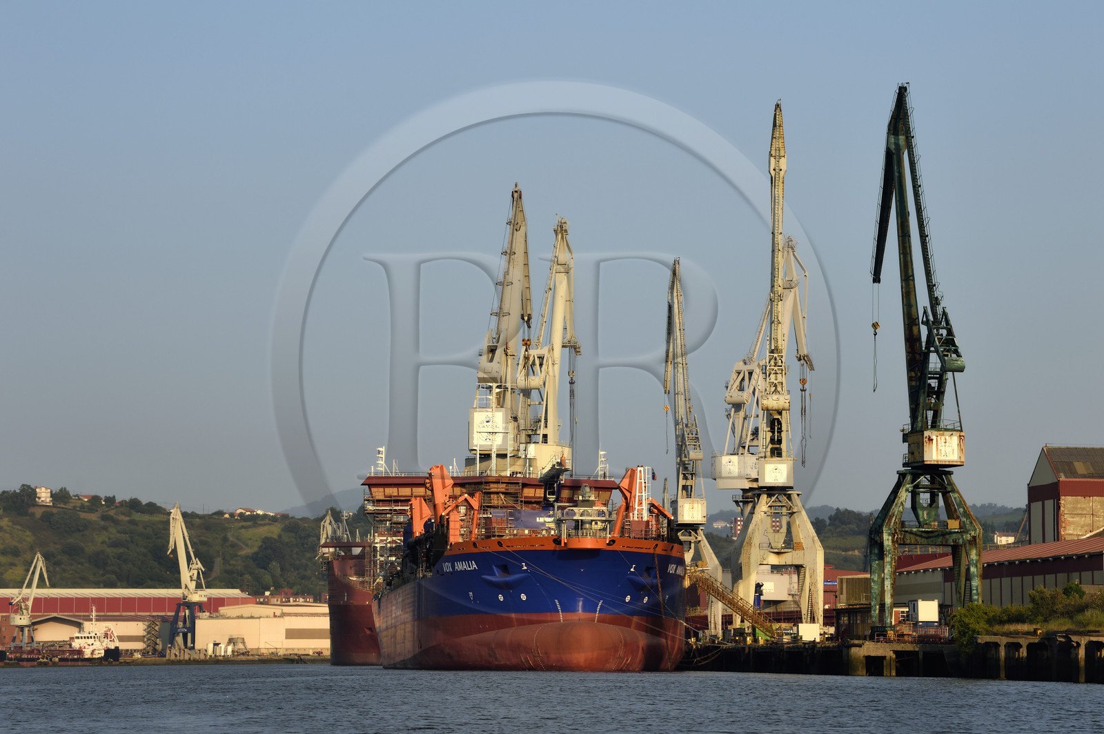 Espagne, Pays basque espagnol, Biscaye, Sestao, port industriel de Bilbao sur le fleuve Nervion centré sur la sidérurgie et la construction navale, chantiers navals Construcciones Navales del Norte (La Navale de Sestao)