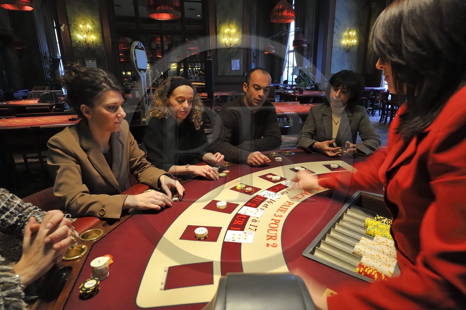 France, Calvados, Pays d'Auge, Deauville, the casino (Barriere group), black jack table