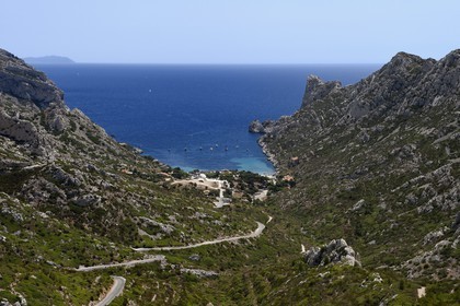 France, Bouches-du-Rhône (13), Marseille, Parc national des Calanques, Calanque de Sormiou (demande d'autorisation nécessaire avant publication)