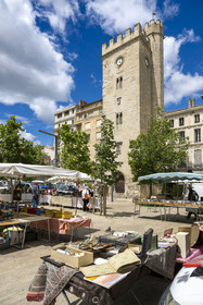 France, Vaucluse (84), Avignon, place Pie, la tour Saint-Jean-le-Vieux